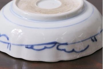 アンティーク雑貨　古民具・骨董　江戸後期　染付　4.6寸なます皿2枚セット(和食器、小皿)(R-040028)