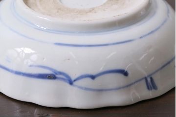 アンティーク雑貨　古民具・骨董　江戸後期　染付　4.6寸なます皿2枚セット(和食器、小皿)(R-040028)
