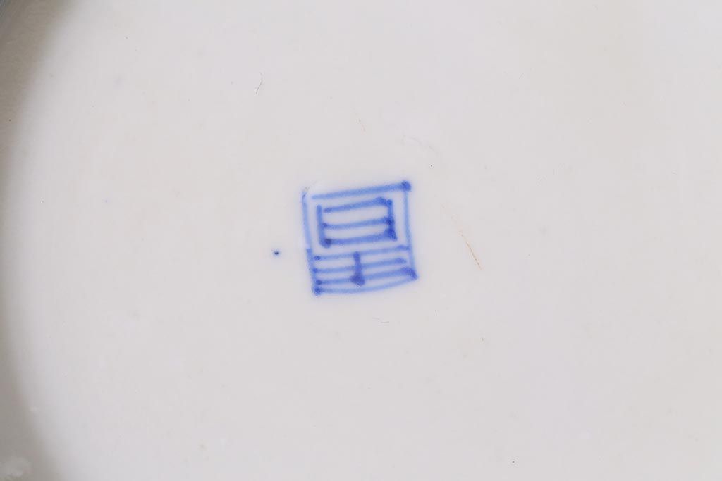 アンティーク雑貨　古民具・骨董　明治大正期　金彩染付変形皿3枚セット(和食器、角皿)(R-040029)