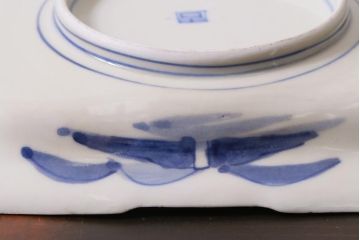 アンティーク雑貨　古民具・骨董　明治大正期　金彩染付変形皿3枚セット(和食器、角皿)(R-040029)