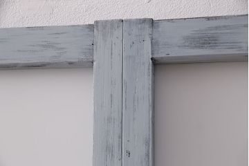 アンティーク建具　和製アンティーク　昭和初期　シャビーなペイントがお洒落!レトロなガラス戸4枚セット(引き戸、建具)(R-040031)