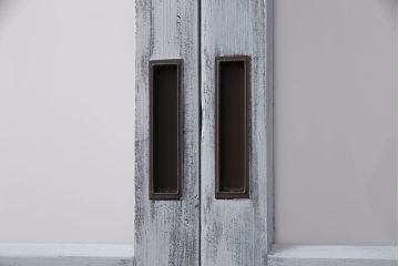 アンティーク建具　和製アンティーク　昭和初期　シャビーなペイントがお洒落!レトロなガラス戸4枚セット(引き戸、建具)(R-040031)