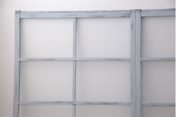 アンティーク建具　和製アンティーク　昭和初期　シャビーなペイントがお洒落!レトロなガラス戸4枚セット(引き戸、建具)(R-040031)