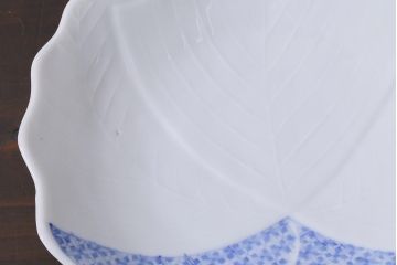 アンティーク雑貨　幕末明治期　櫛高台　葉文変形皿3枚セット(中皿、和食器、鍋島焼)(R-040037)