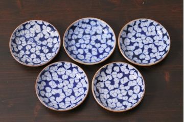 アンティーク雑貨　昭和初期　印判小皿5枚セット(和食器)(R-040038)