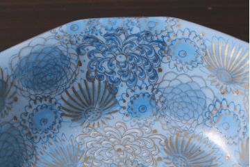 未使用品　輸出用　昭和期　九谷焼　菊図金彩深皿4枚セット(和食器)(R-040039)