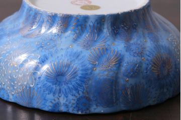 未使用品　輸出用　昭和期　九谷焼　菊図金彩深皿2枚セット(鉢、和食器)(R-040040)