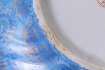未使用品　輸出用　昭和期　九谷焼　菊図金彩深皿2枚セット(鉢、和食器)(R-040040)