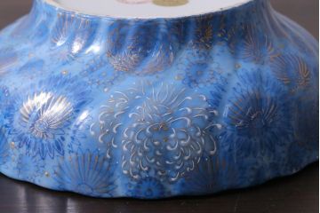 未使用品　輸出用　昭和期　九谷焼　菊図金彩深皿2枚セット(鉢、和食器)(R-040040)