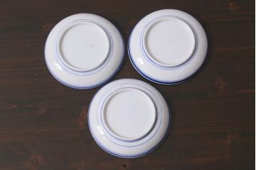 アンティーク雑貨　明治　伊万里　花蝶図　染付3.6寸小皿3枚セット(和食器)(R-040041)