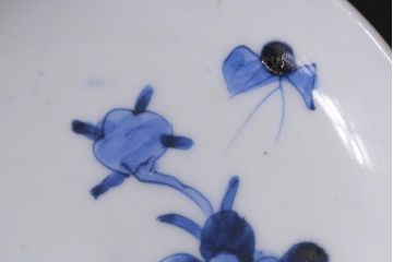 アンティーク雑貨　明治　伊万里　花蝶図　染付3.6寸小皿3枚セット(和食器)(R-040041)