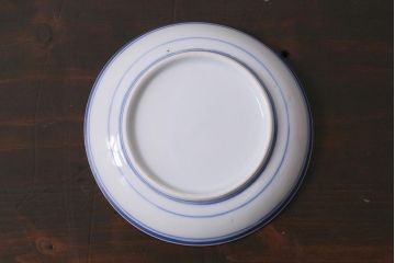 アンティーク雑貨　明治　伊万里　花蝶図　染付3.6寸小皿3枚セット(和食器)(R-040041)