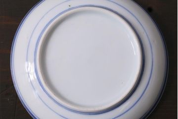 アンティーク雑貨　明治　伊万里　花蝶図　染付3.6寸小皿3枚セット(和食器)(R-040041)