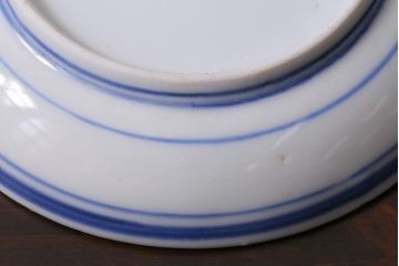 アンティーク雑貨　明治　伊万里　花蝶図　染付3.6寸小皿3枚セット(和食器)(R-040041)