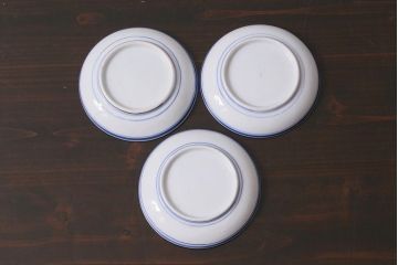 アンティーク雑貨　明治　伊万里　花蝶図　染付3.6寸小皿3枚セット(和食器)(R-040042)