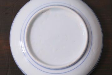 アンティーク雑貨　明治　伊万里　花蝶図　染付3.6寸小皿3枚セット(和食器)(R-040043)