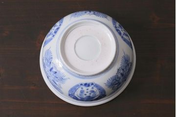 アンティーク雑貨　江戸期　古伊万里　染付　雲龍文　深鉢(深皿)(R-040044)