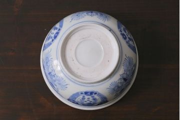 アンティーク雑貨　江戸期　古伊万里　染付　雲龍文　5寸深鉢(深皿)(R-040045)