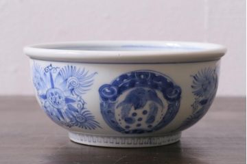 アンティーク雑貨　江戸期　古伊万里　染付　雲龍文　5寸深鉢(深皿)(R-040045)