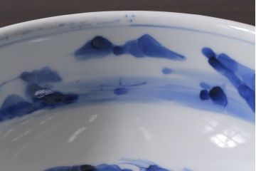アンティーク雑貨　江戸期　古伊万里　染付　雲龍文　5寸深鉢(深皿)(R-040045)