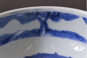 アンティーク雑貨　江戸期　古伊万里　染付　雲龍文　5寸深鉢(深皿)(R-040045)