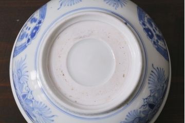 アンティーク雑貨　江戸期　古伊万里　染付　雲龍文　5寸深鉢(深皿)(R-040045)