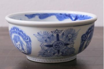 アンティーク雑貨　江戸期　古伊万里　染付　雲龍文　5寸深鉢(深皿)(R-040045)