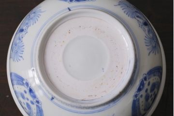 アンティーク雑貨　江戸期　古伊万里　染付　雲龍文　深鉢(深皿)(R-040047)