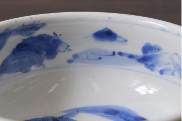 アンティーク雑貨　江戸期　古伊万里　染付　雲龍文　深鉢(深皿)(R-040047)