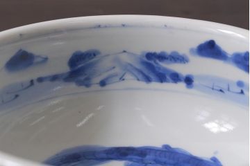 アンティーク雑貨　江戸期　古伊万里　染付　雲龍文　深鉢(深皿)(R-040047)