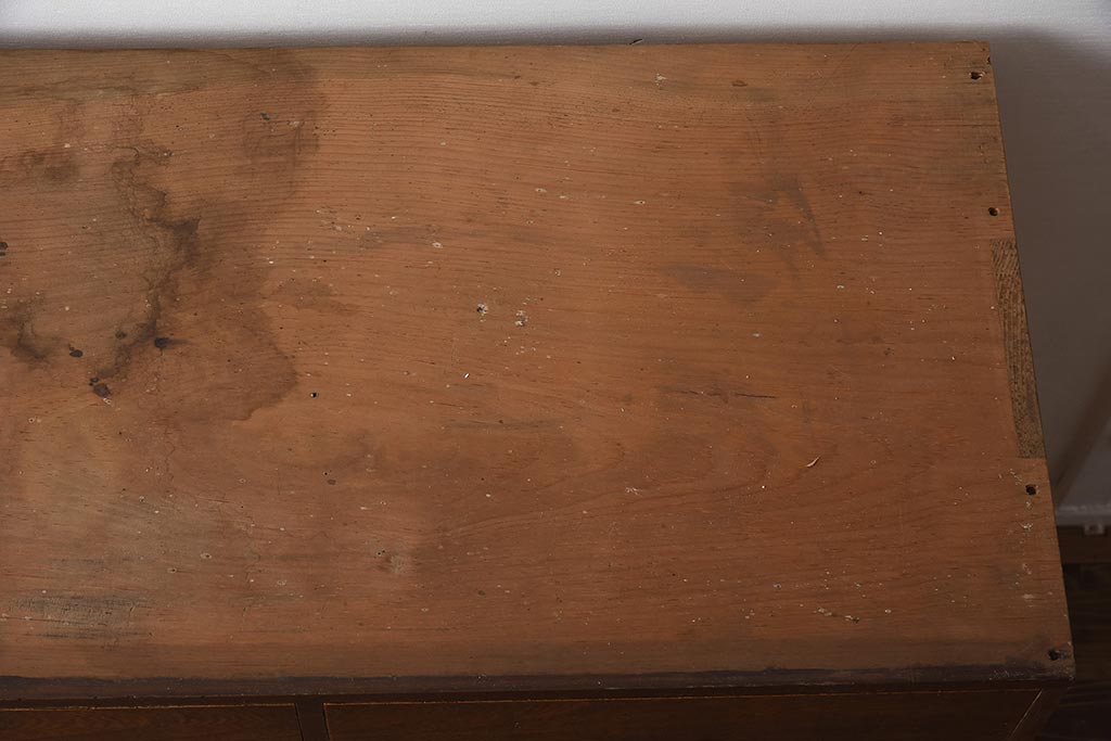 アンティーク家具　大正昭和初期　前面ケヤキ材　木の風合いが楽しめるシンプルなチェスト(引き出し、和タンス)(R-040051)