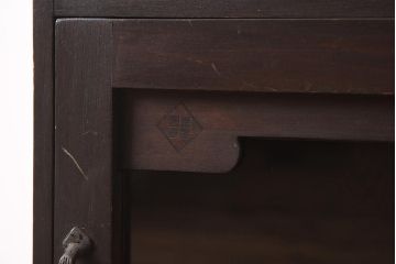 アンティーク家具　レトロ家具　薄型で小振りな収納棚(キャビネット、本棚)(R-040053)