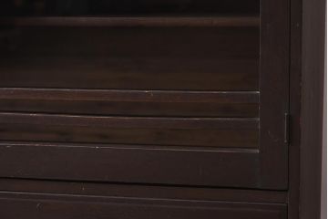 アンティーク家具　レトロ家具　薄型で小振りな収納棚(キャビネット、本棚)(R-040053)