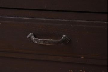 アンティーク家具　レトロ家具　薄型で小振りな収納棚(キャビネット、本棚)(R-040053)