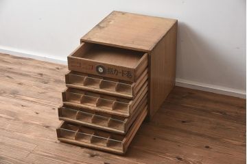 レトロ家具　ニコニコ 絹糸カード巻　卓上サイズの糸ケース(小引き出し)(R-040054)