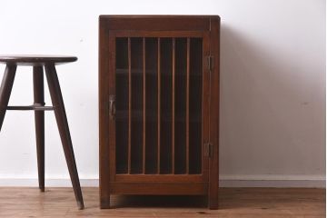 アンティーク家具　和製アンティーク　昭和初期　縦桟のすっきりしたデザインが魅力の蠅帳(はえ帳、はい帳、収納棚、戸棚、キャビネット)(R-040057)