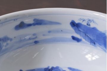 アンティーク雑貨　江戸期　古伊万里　染付　雲龍文　深鉢2個セット(深皿)(R-040060)
