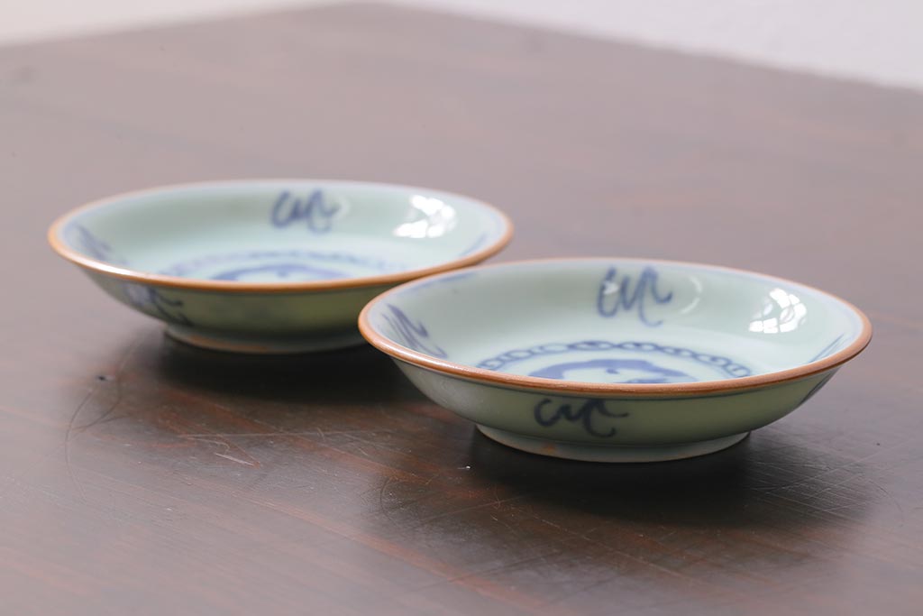 アンティーク雑貨　江戸期　萬歴年製　小皿2枚(和食器)(R-040061)