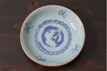 アンティーク雑貨　江戸期　萬歴年製　染付　4寸小皿3枚(和食器)(R-040062)