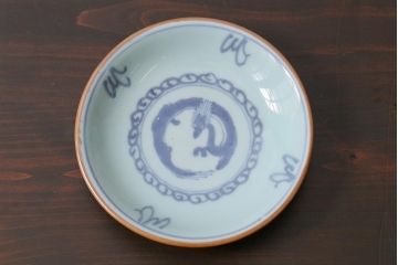 アンティーク雑貨　江戸期　萬歴年製　染付　4寸小皿3枚(和食器)(R-040063)