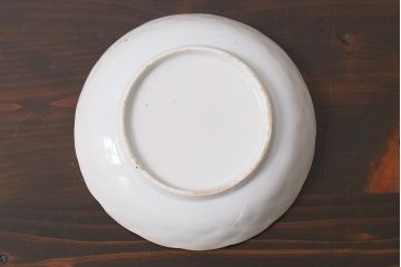 アンティーク雑貨 江戸明治期 白磁陽刻なます皿3枚セット(中皿、和食器)(R-040064)
