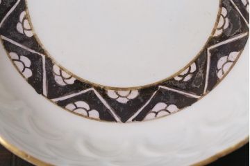 アンティーク雑貨　江戸明治期　白磁陽刻なます皿3枚セット(中皿、和食器)(R-040064)