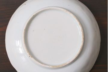アンティーク雑貨　江戸明治期　白磁陽刻なます皿3枚セット(中皿、和食器)(R-040064)