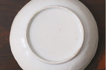 アンティーク雑貨　江戸明治期　白磁陽刻なます皿3枚セット(中皿、和食器)(R-040065)