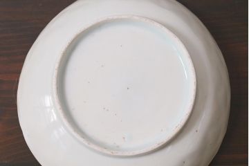アンティーク雑貨　江戸明治期　白磁陽刻なます皿3枚セット(中皿、和食器)(R-040066)