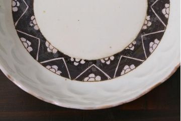 アンティーク雑貨　江戸明治期　白磁陽刻なます皿2枚セット(中皿、和食器)(R-040067)