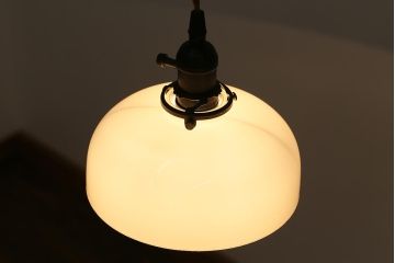 アンティーク照明　昭和初期　シンプルですっきりとしたデザインのペンダントライト(天井照明、吊り下げ照明)(R-040077)