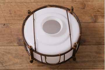 アンティーク照明　大正昭和初期　竹細工が印象的な吊り下げ照明(天井照明、ペンダントライト)(R-040078)