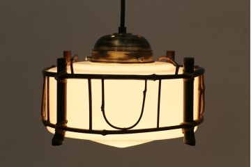 アンティーク照明　大正昭和初期　竹の意匠が趣ある吊り下げ照明(天井照明、ペンダントライト)(R-040080)