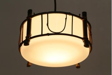 アンティーク照明　大正昭和初期　竹の意匠が趣ある吊り下げ照明(天井照明、ペンダントライト)(R-040080)